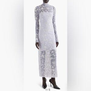Givenchy Floral Tulle Overlay Long Sleeve Dress